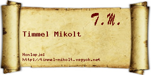 Timmel Mikolt névjegykártya